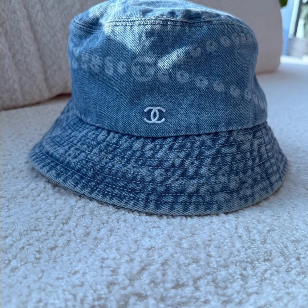 CHANEL Kids Denim Blue Bucket Hat - Picture 2 of 6